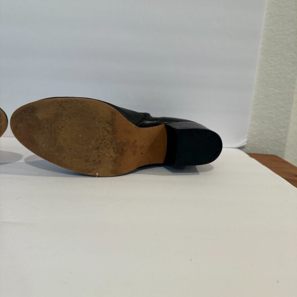 Coach Paulina Black Leather Ankle Boots Embossed Snake Belt Booties Size 9 B - Picture 11 of 12